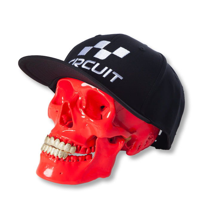The Grid Snapback Hat (White Logo/Black)