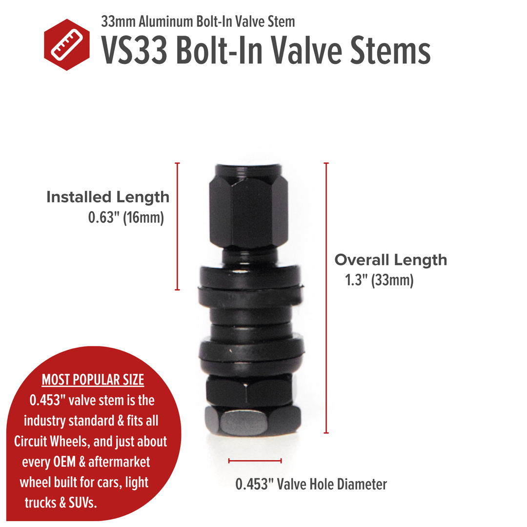 Shorty VS33 33mm Bolt-In Valve Stems (Set of 4)