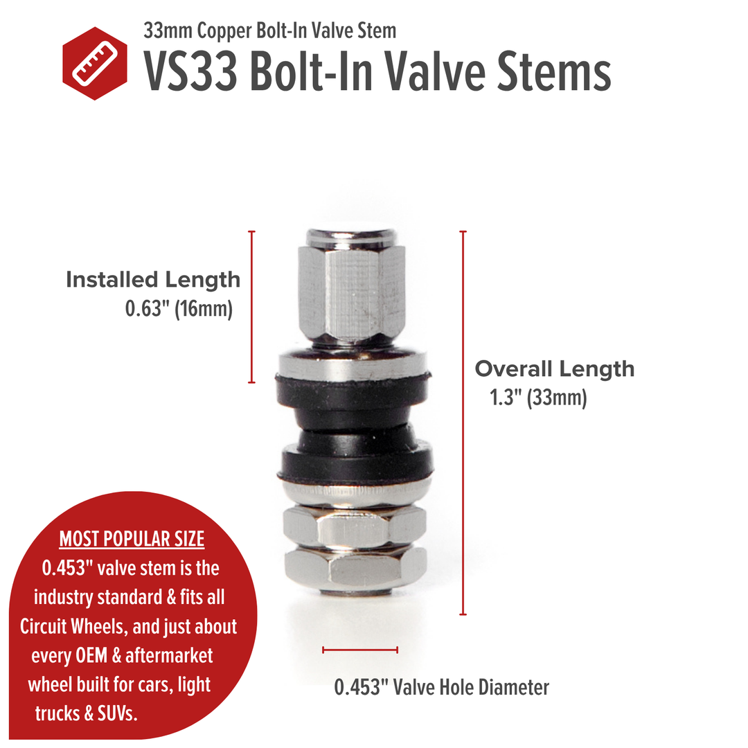 Shorty VS33 33mm Bolt-In Valve Stems (Set of 4)