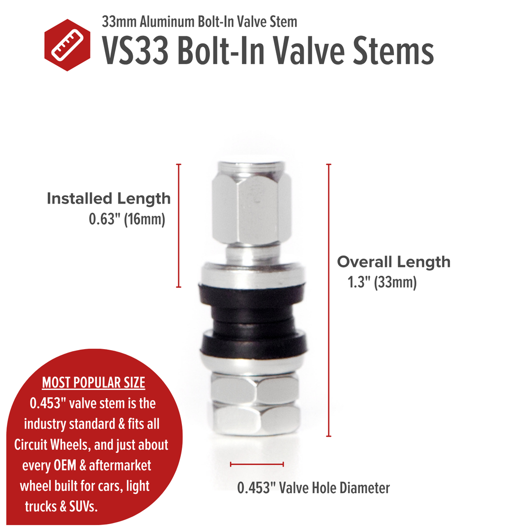 Shorty VS33 33mm Bolt-In Valve Stems (Set of 4)