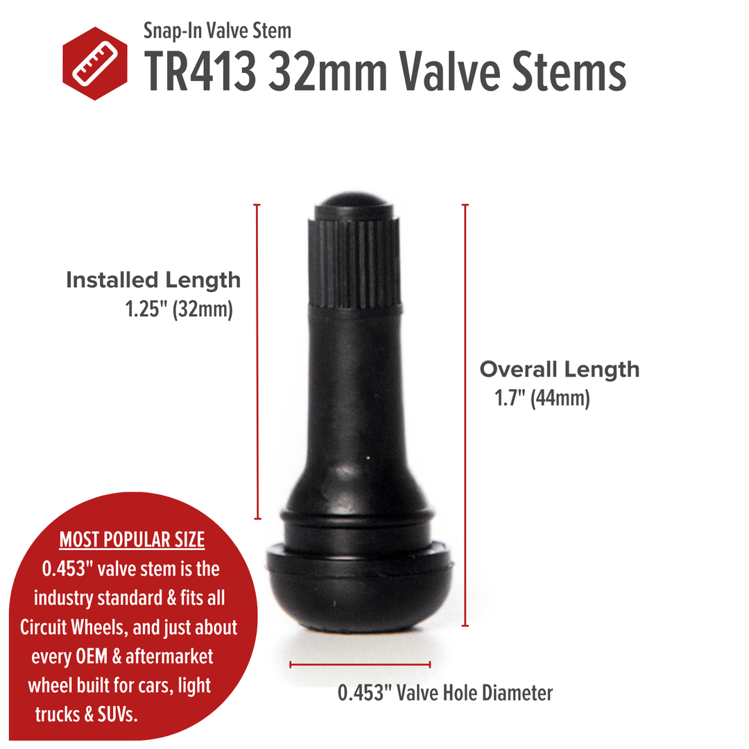 Shorty TR413 30mm Rubber Valve Stems (Set of 4)