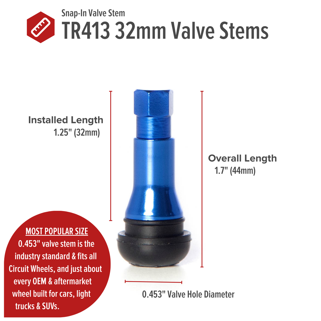 Shorty TR413 30mm Rubber Valve Stems (Set of 4)