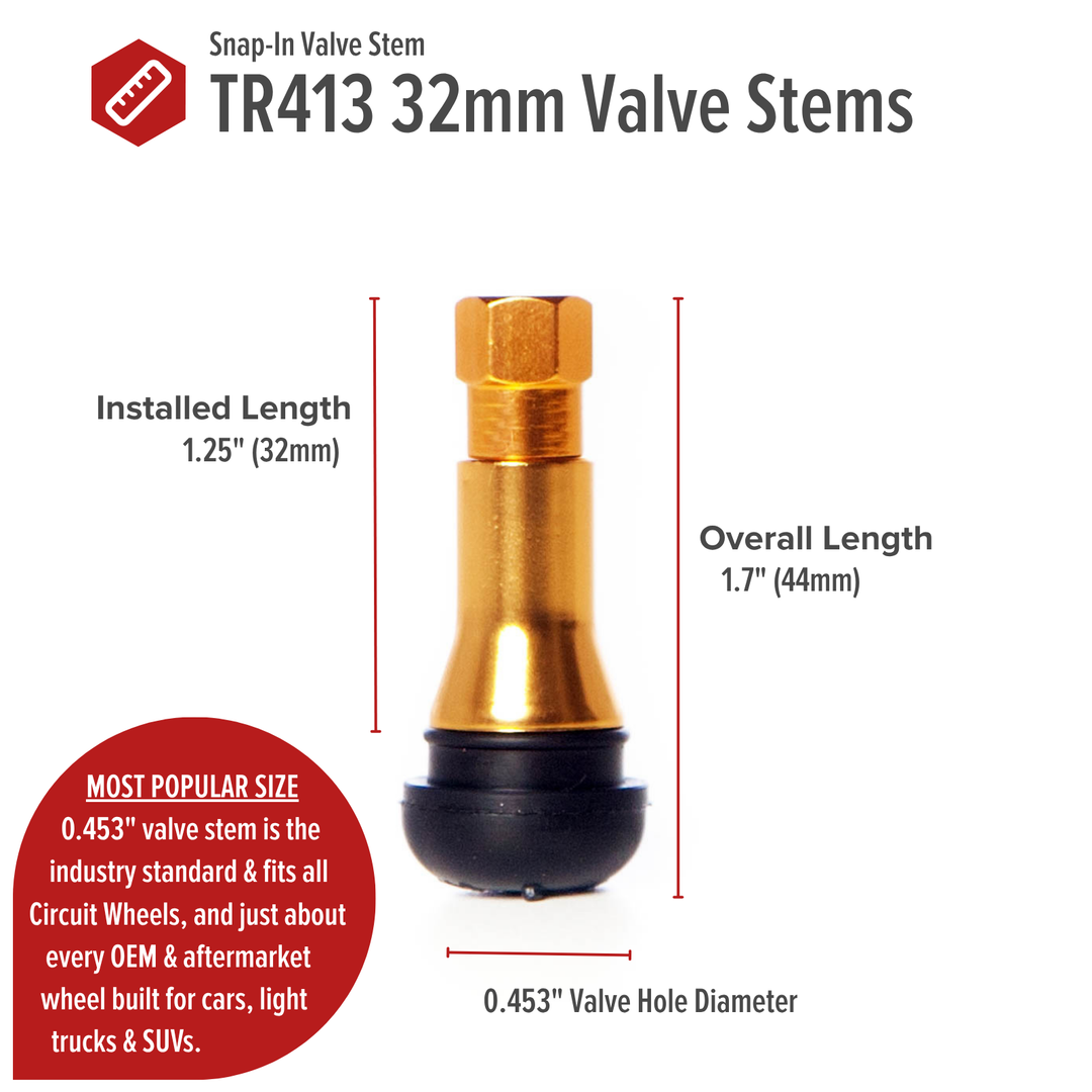 Shorty TR413 30mm Rubber Valve Stems (Set of 4)
