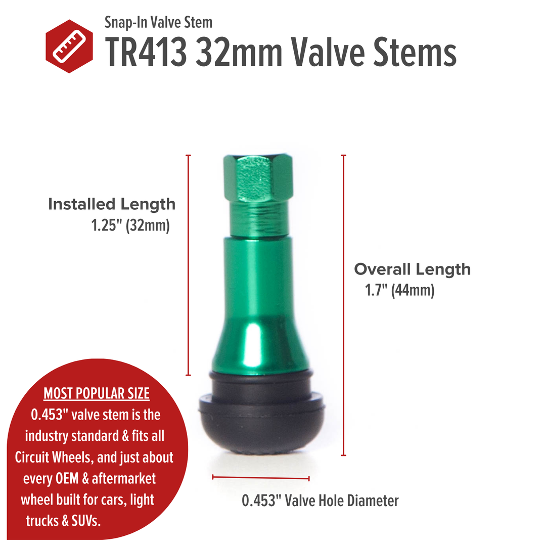 Shorty TR413 30mm Rubber Valve Stems (Set of 4)