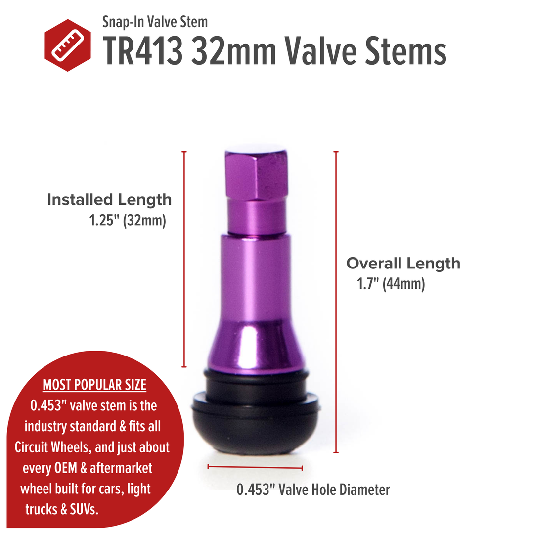 Shorty TR413 30mm Rubber Valve Stems (Set of 4)