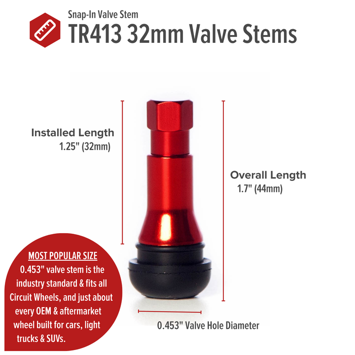Shorty TR413 30mm Rubber Valve Stems (Set of 4)