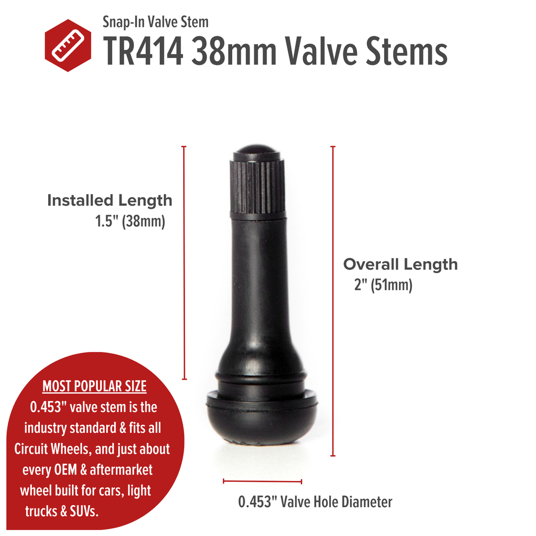 TR414 38mm Rubber Valve Stems (Set of 4)