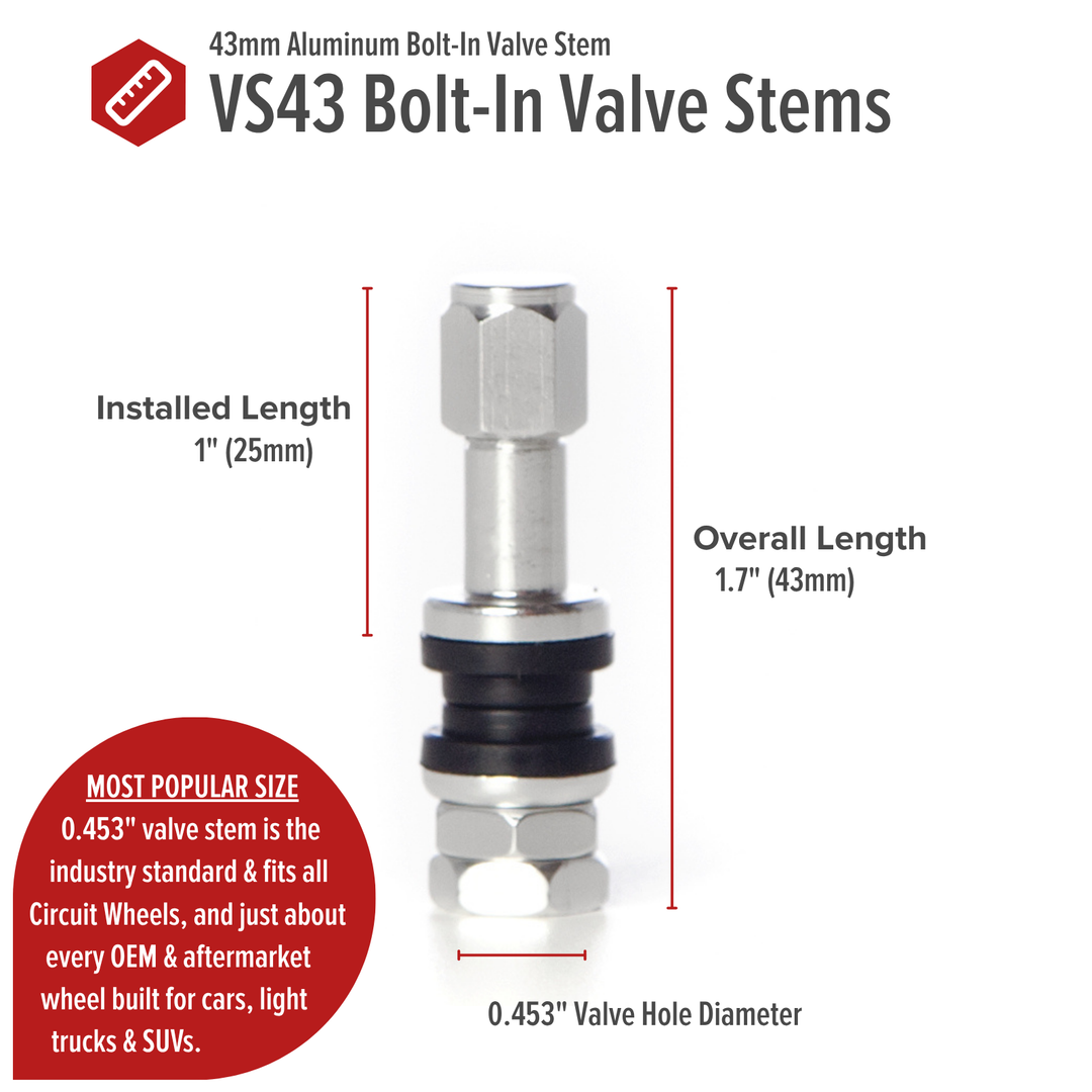 Shorty VS43 43mm Bolt-In Valve Stems (Set of 4)