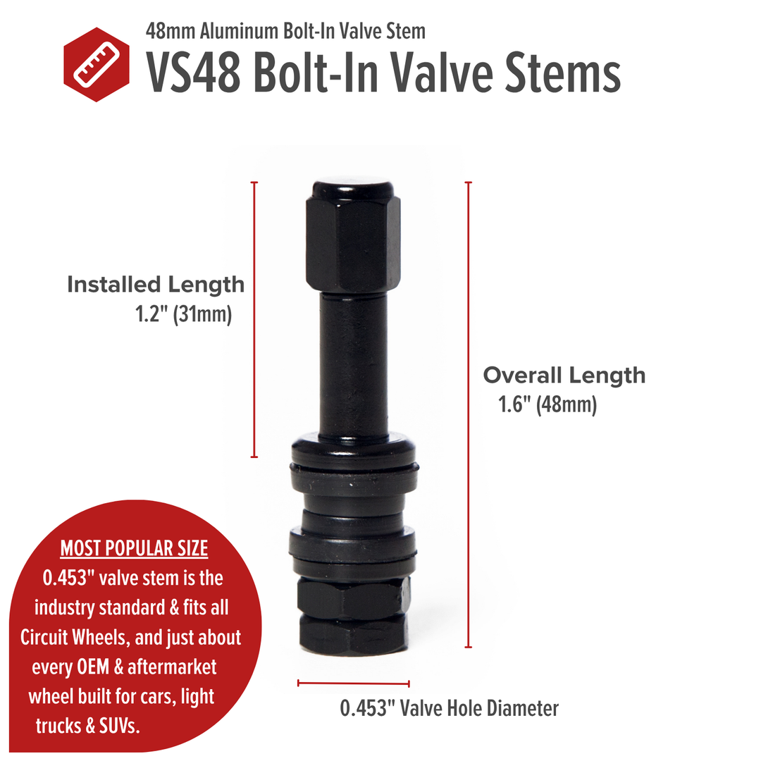 VS48 48mm Bolt-In Valve Stems (Set of 4)