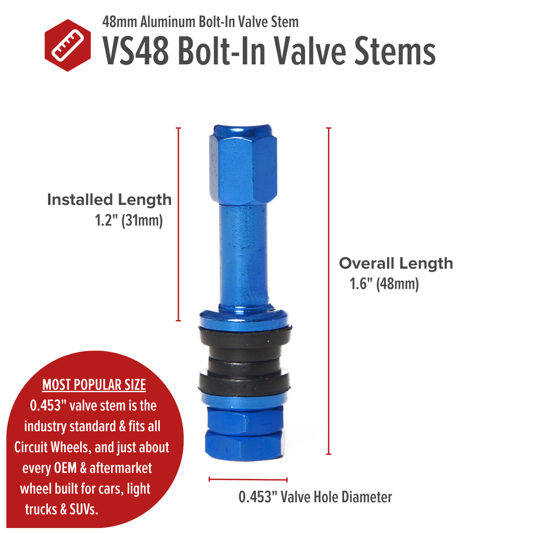 VS48 48mm Bolt-In Valve Stems (Set of 4)