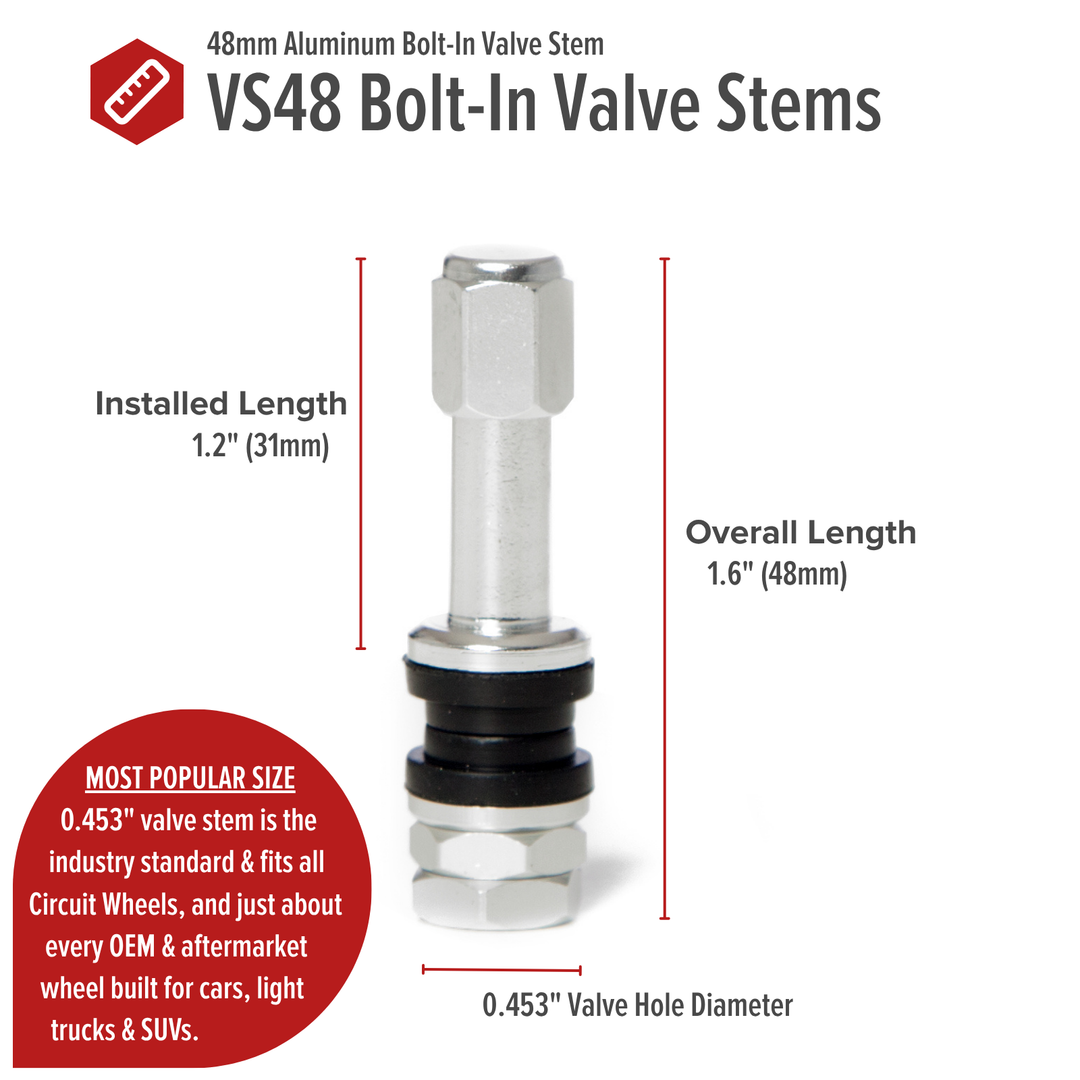 VS48 48mm Bolt-In Valve Stems (Set of 4)