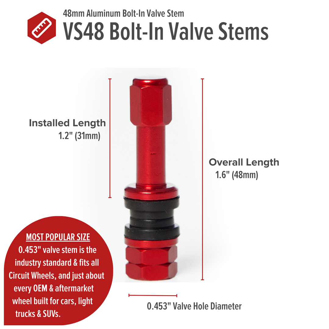 VS48 48mm Bolt-In Valve Stems (Set of 4)
