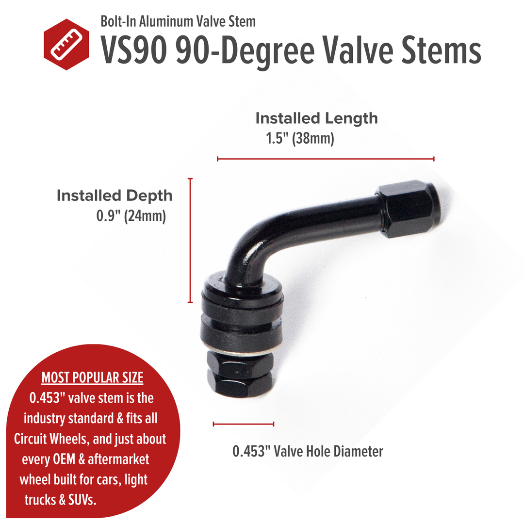 VS90 90-Degree Bend Angled Bolt-In Valve Stems (Set of 4)
