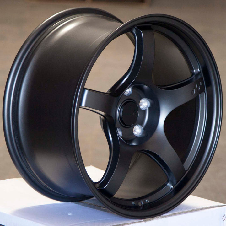Matte gunmetal 5-spoke alloy Circuit CSF5 wheel, side profile showing outer rim and spokes