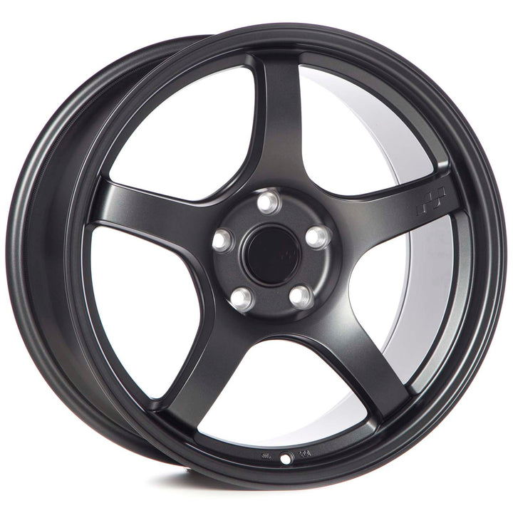 Matte gunmetal 5-spoke alloy Circuit CSF5 wheel with machined spokes and center cap