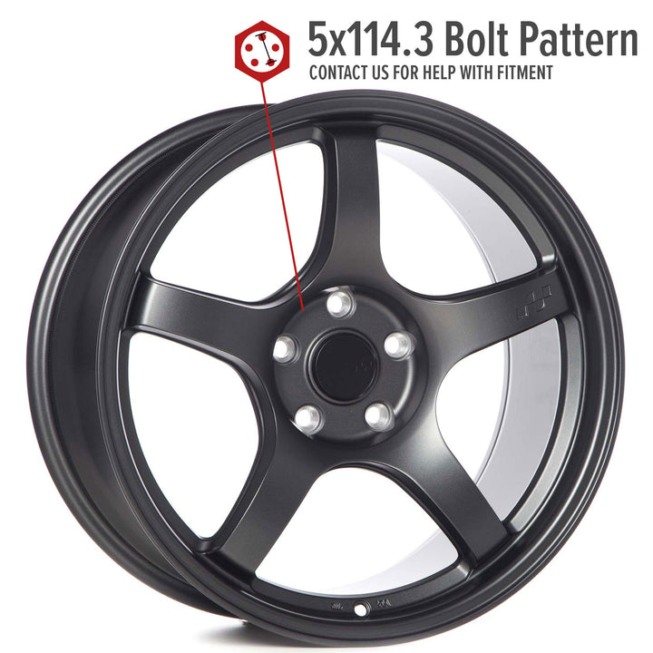 Matte gunmetal alloy Circuit CSF5 wheel with 5x114.3 bolt pattern, 5 split spokes