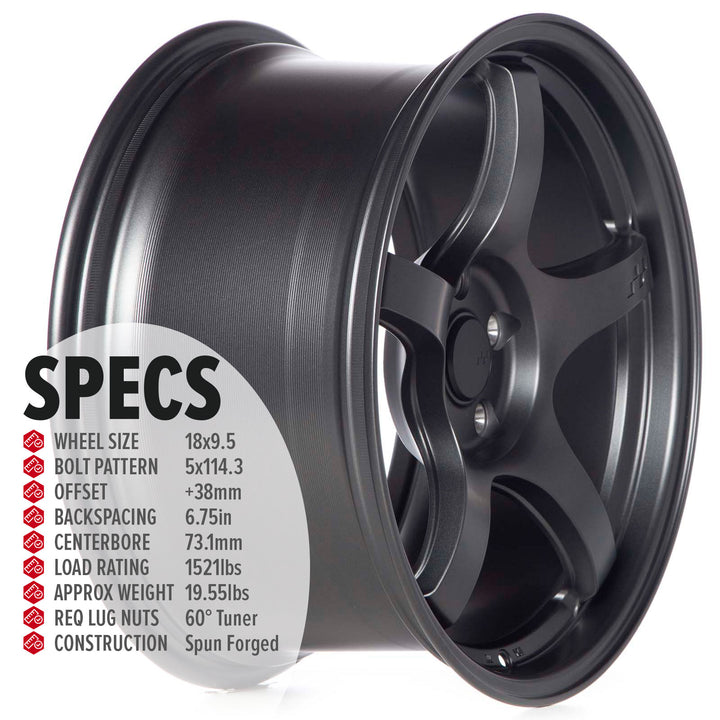 Matte gunmetal alloy Circuit CSF5 wheel profile showing five spokes and outer rim lip