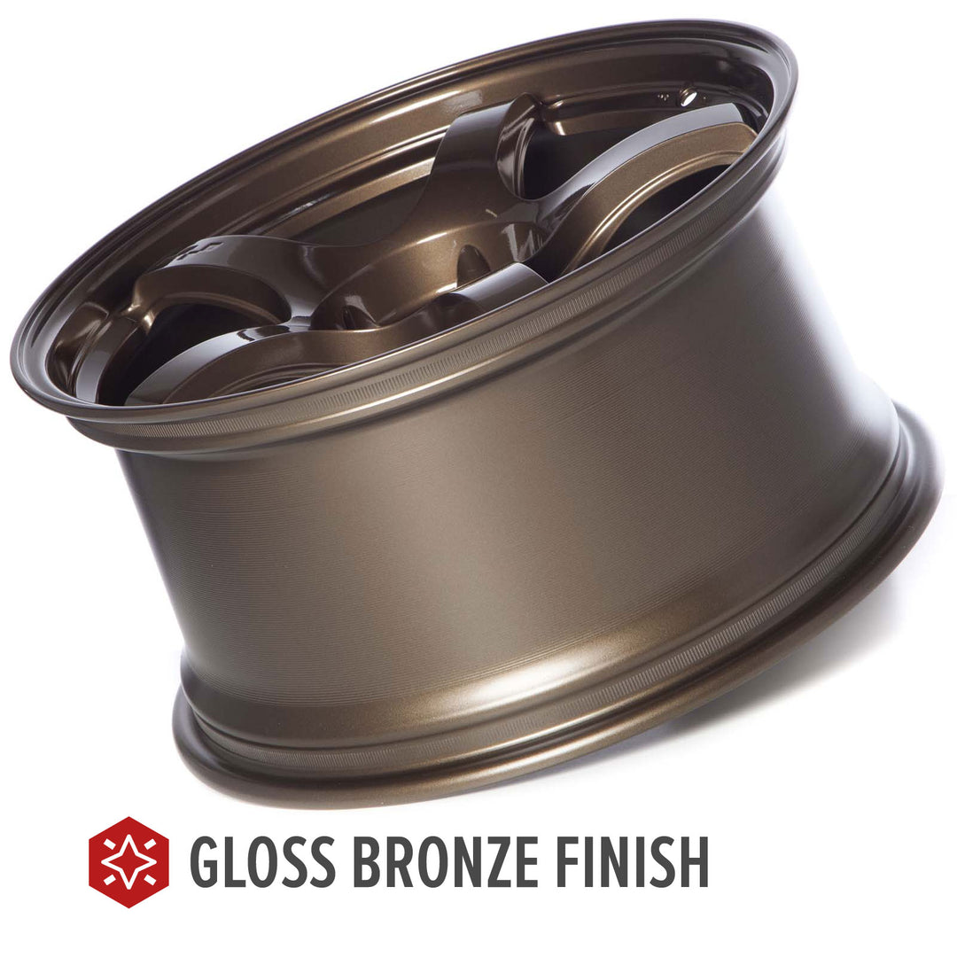 Circuit CSF5 Gloss bronze wheel rim side profile with machined lip and 5-spoke face