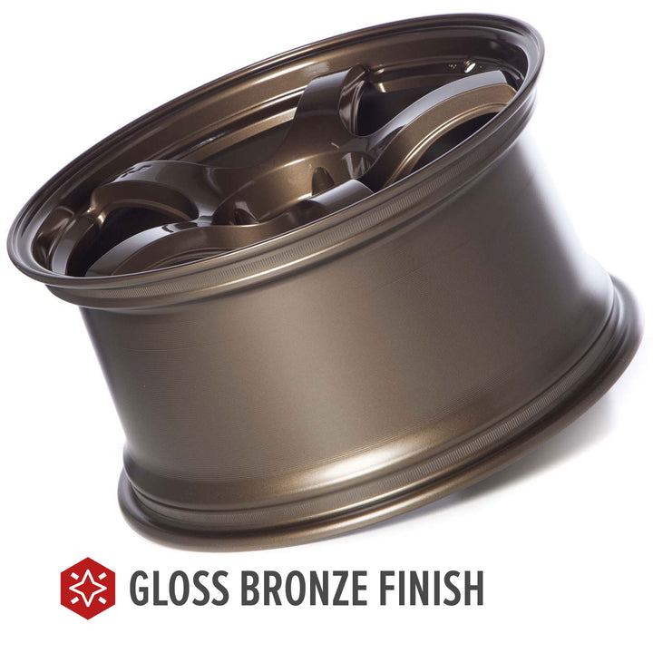 Circuit CSF5 Gloss bronze wheel rim side profile with machined lip and 5-spoke face