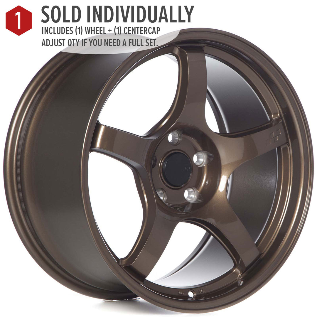 Circuit CSF5 Bronze alloy wheel rim front view, five spokes with center hub