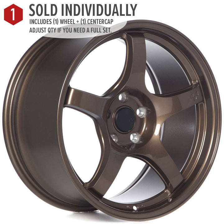 Circuit CSF5 Bronze alloy wheel rim front view, five spokes with center hub