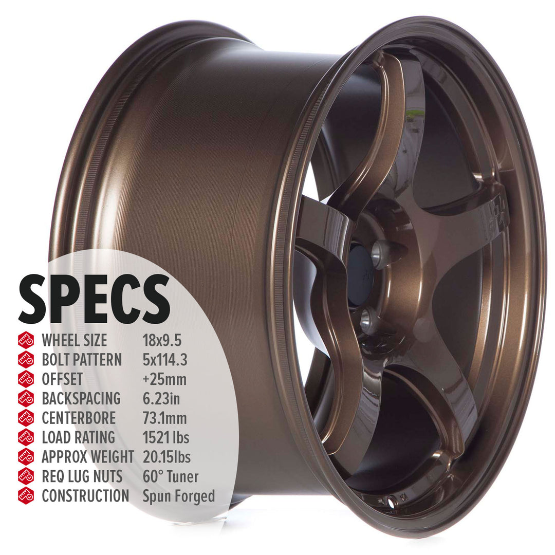 Circuit CSF5 Bronze alloy wheel rim three-quarter side view with concave spoke channels